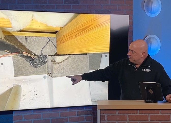 Shaun pointing out problems with a crawl space encapsulation