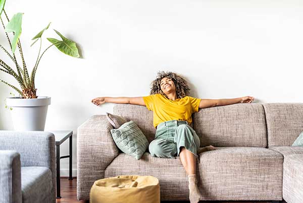 joyful woman in home